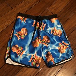 BioWorld Cat Pineapple Blue Swim Surf Mens Trunks
